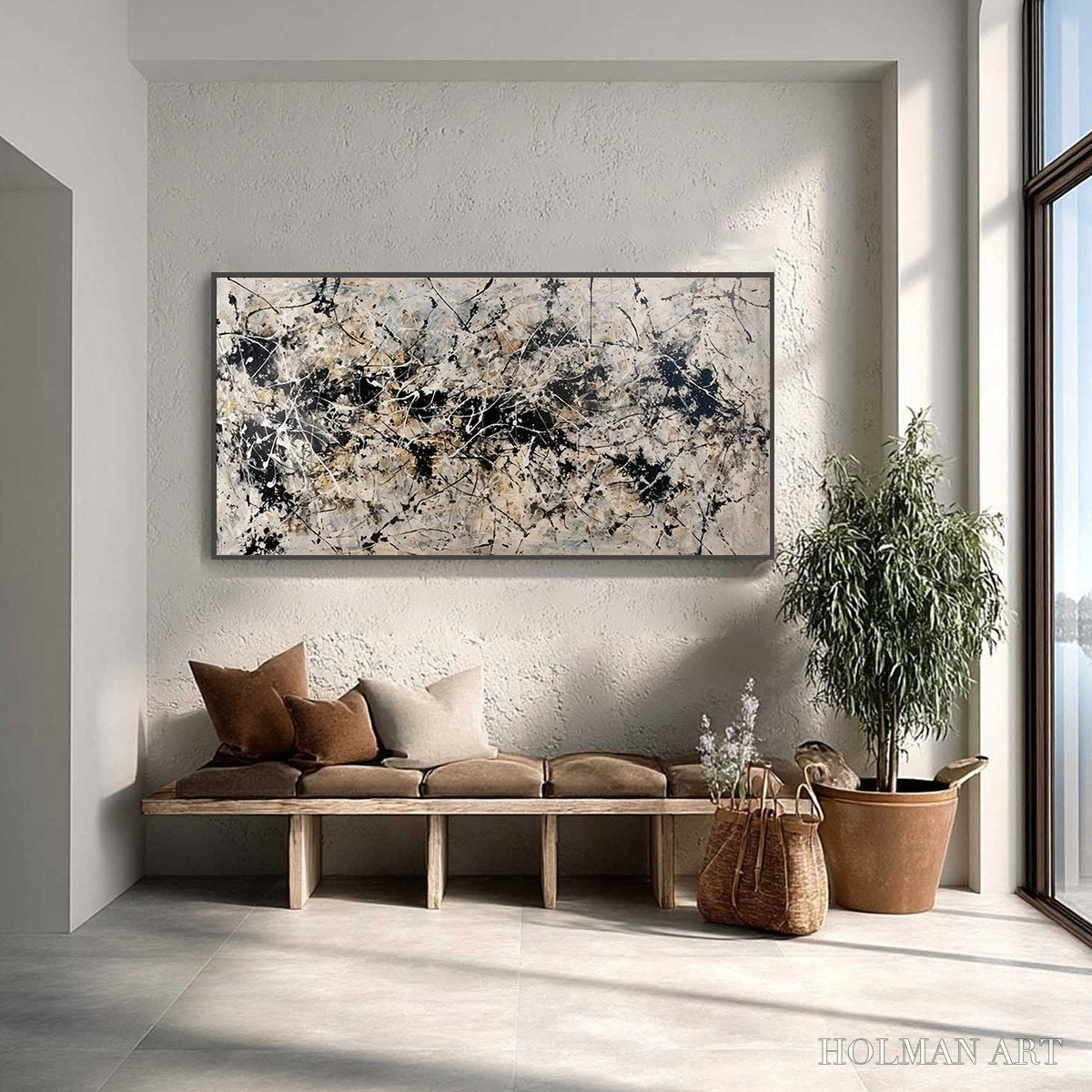 HOLMAN ART Urban Symphony – Large Black and White Abstract Textured Painting - image 2
