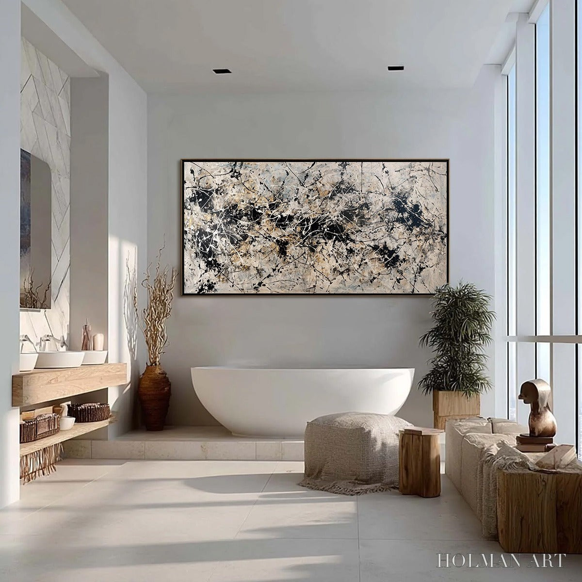 HOLMAN ART Urban Symphony – Large Black and White Abstract Textured Painting - image 4