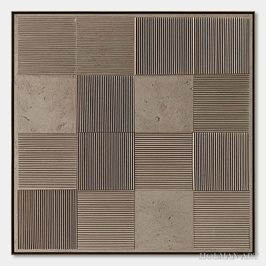 HOLMAN ART Urban Grid – Textured Minimalist Abstract Painting in Neutral Tones - image 1
