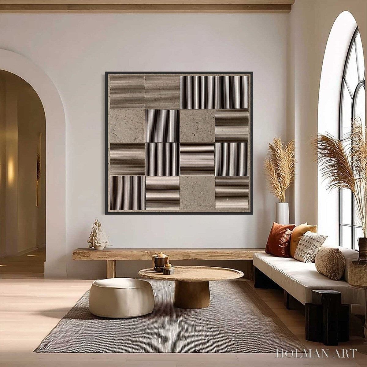 HOLMAN ART Urban Grid – Textured Minimalist Abstract Painting in Neutral Tones - image 2