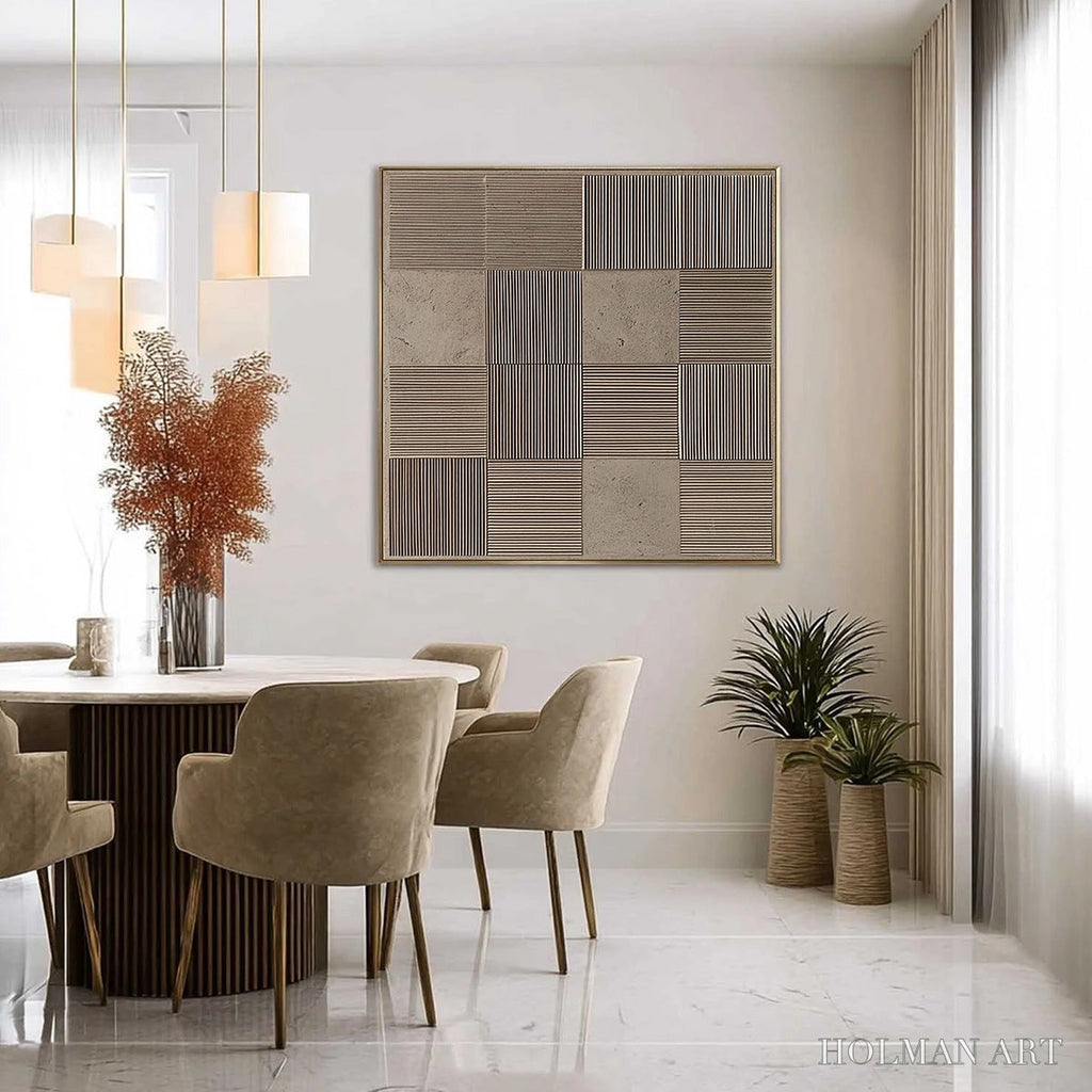 HOLMAN ART Urban Grid – Textured Minimalist Abstract Painting in Neutral Tones - image 4