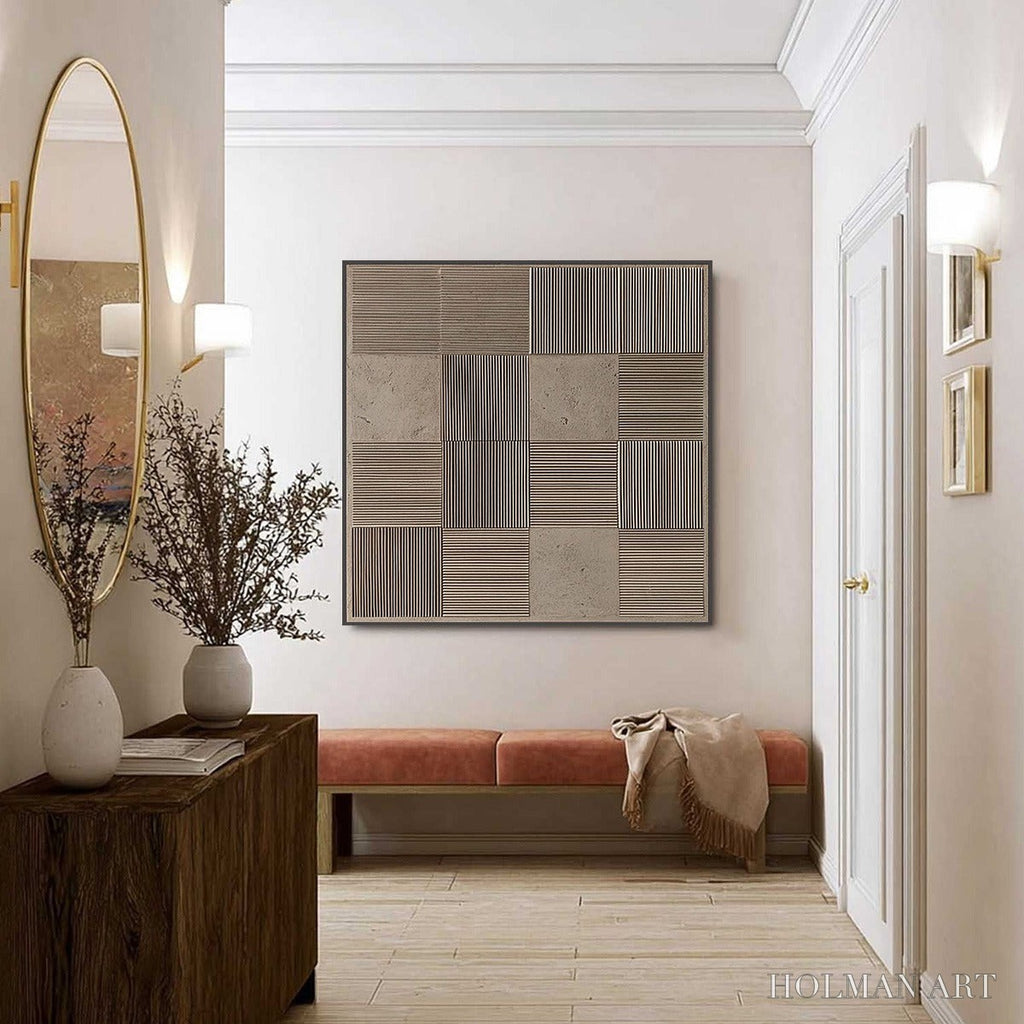 HOLMAN ART Urban Grid – Textured Minimalist Abstract Painting in Neutral Tones - image 6