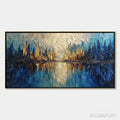 HOLMAN ART Golden Horizon Abstract Cityscape Textured Oil Painting - image 1