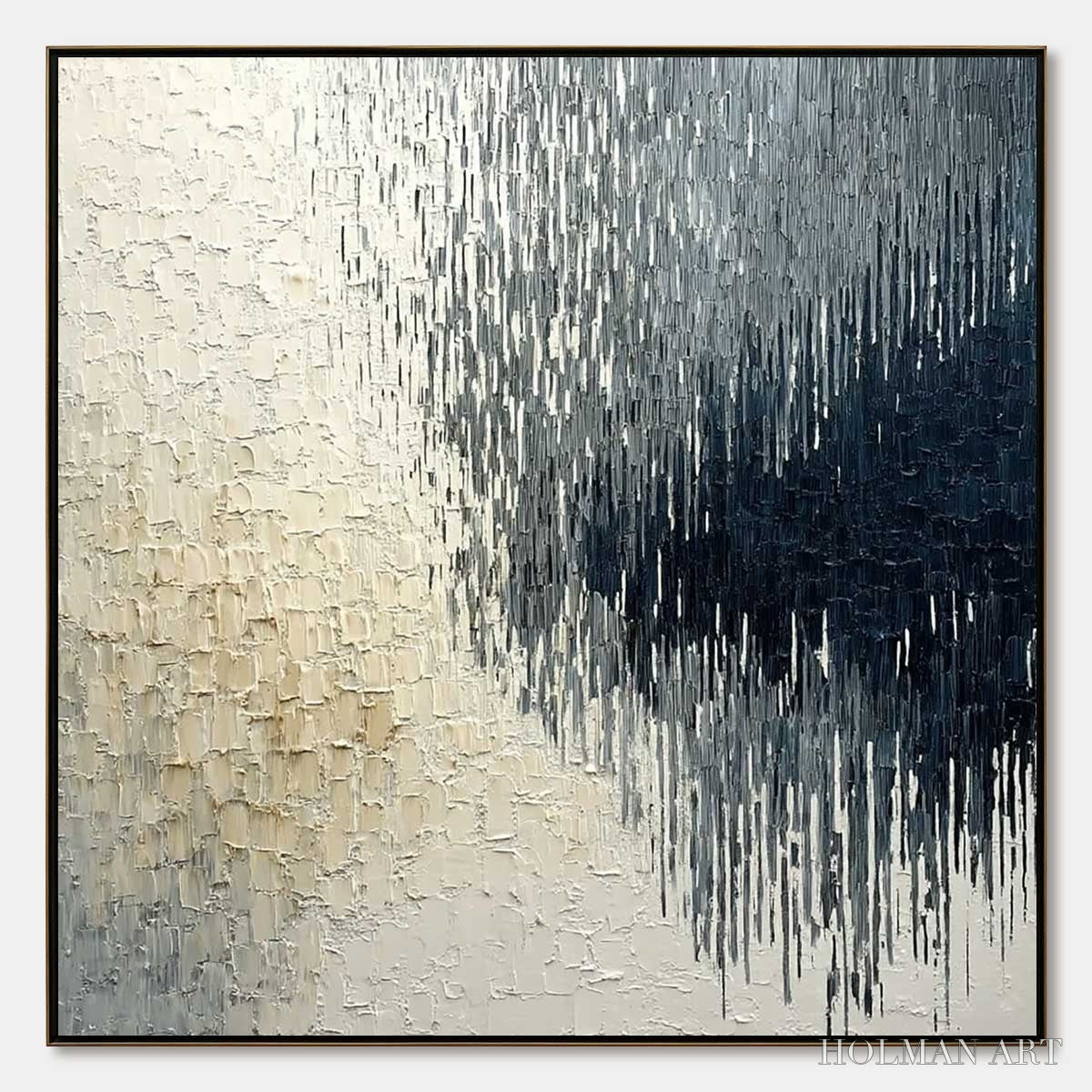 HOLMAN ART Urban Cascade – Large Square Textured Monochrome Abstract Painting - image 1