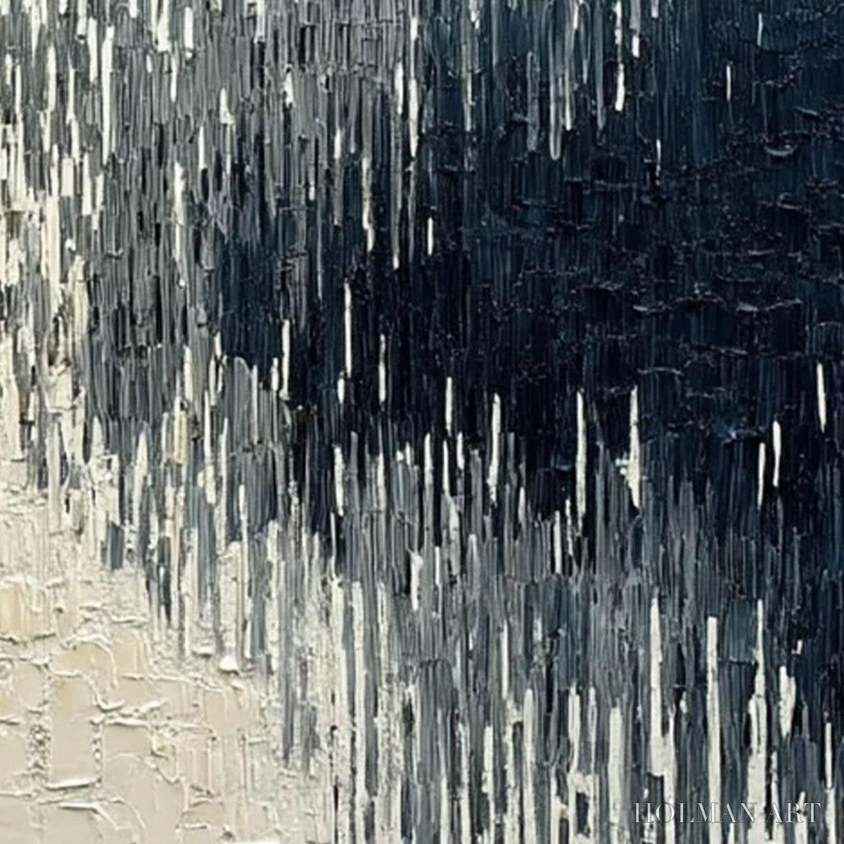 HOLMAN ART Urban Cascade – Large Square Textured Monochrome Abstract Painting - image 3