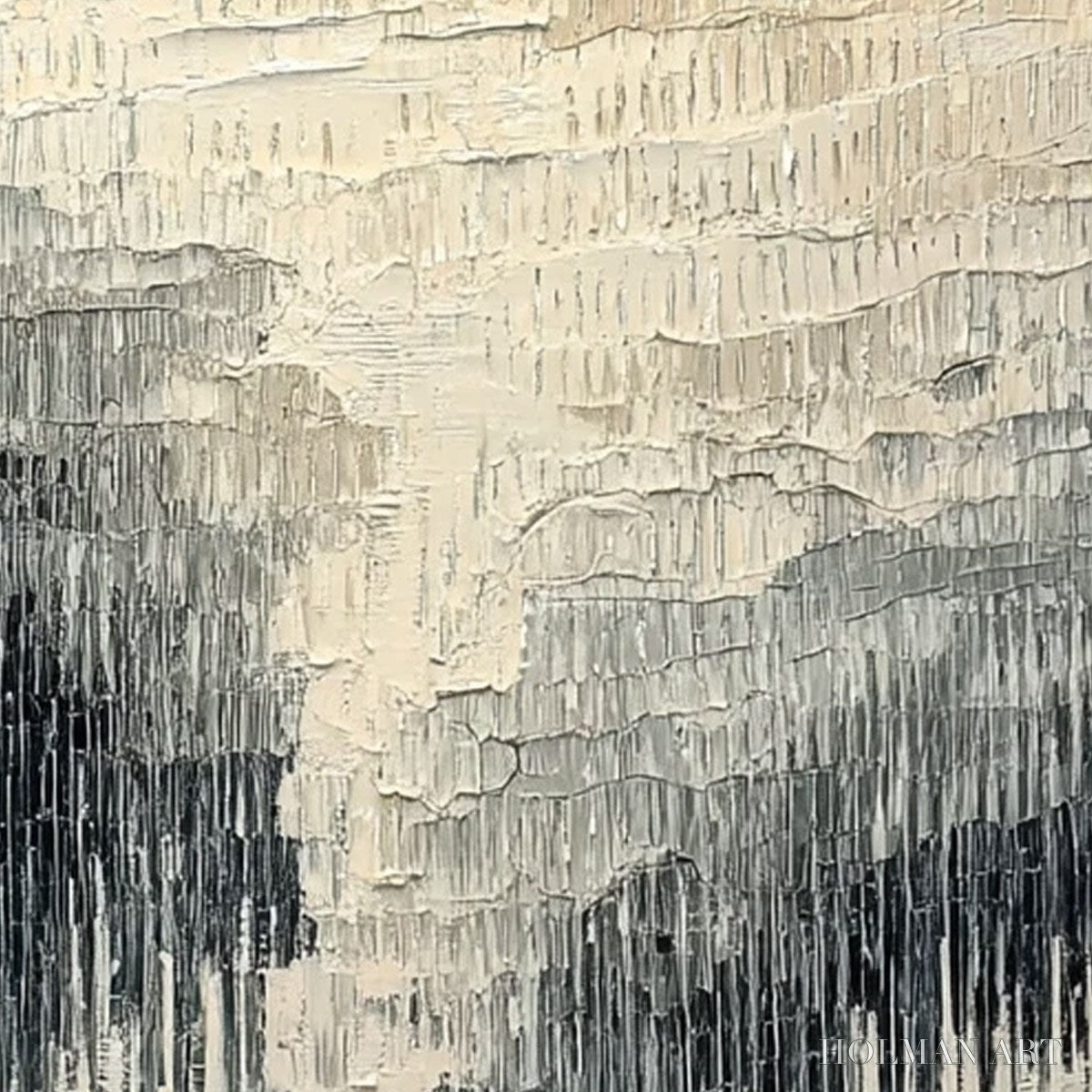 HOLMAN ART Urban Cascade – Large Square Textured Monochrome Abstract Painting - image 5