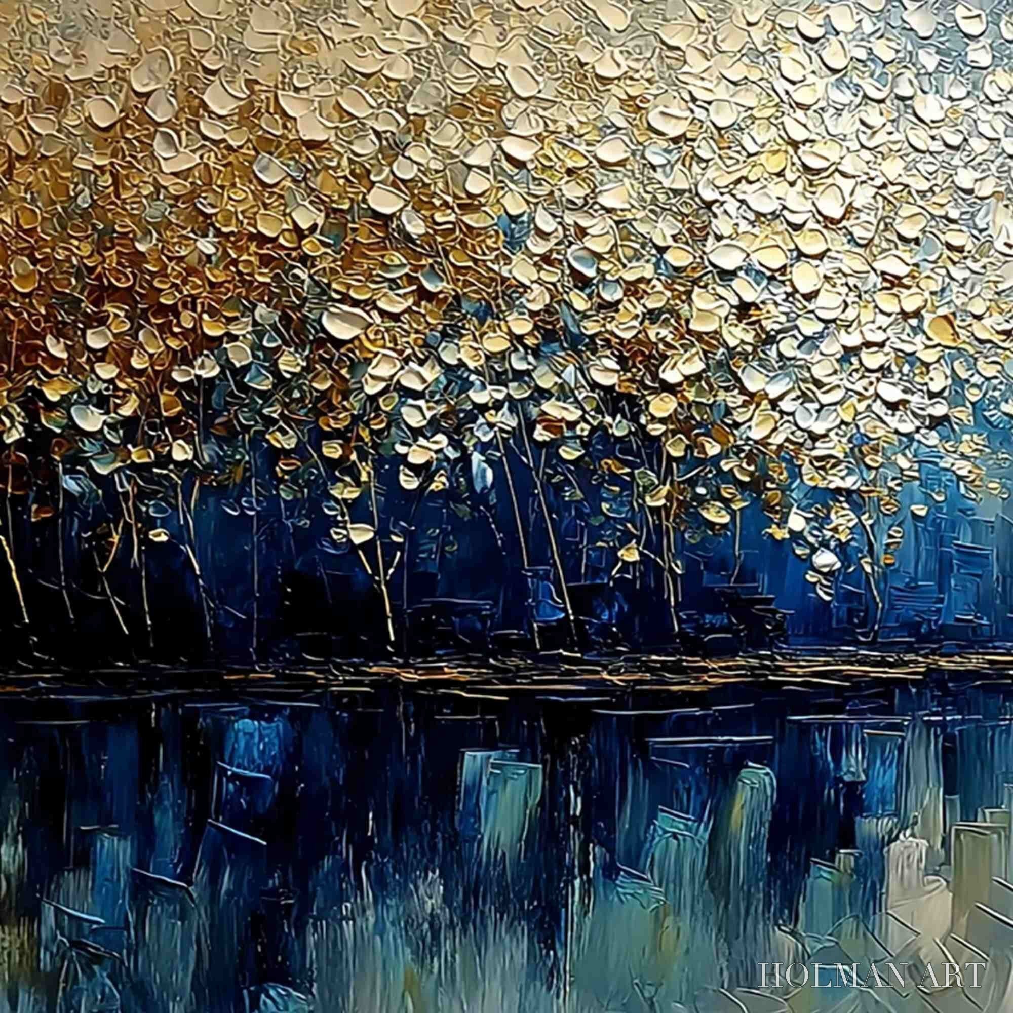HOLMAN ART Golden Horizon – Textured Abstract Cityscape Painting with Golden Hues - image 3