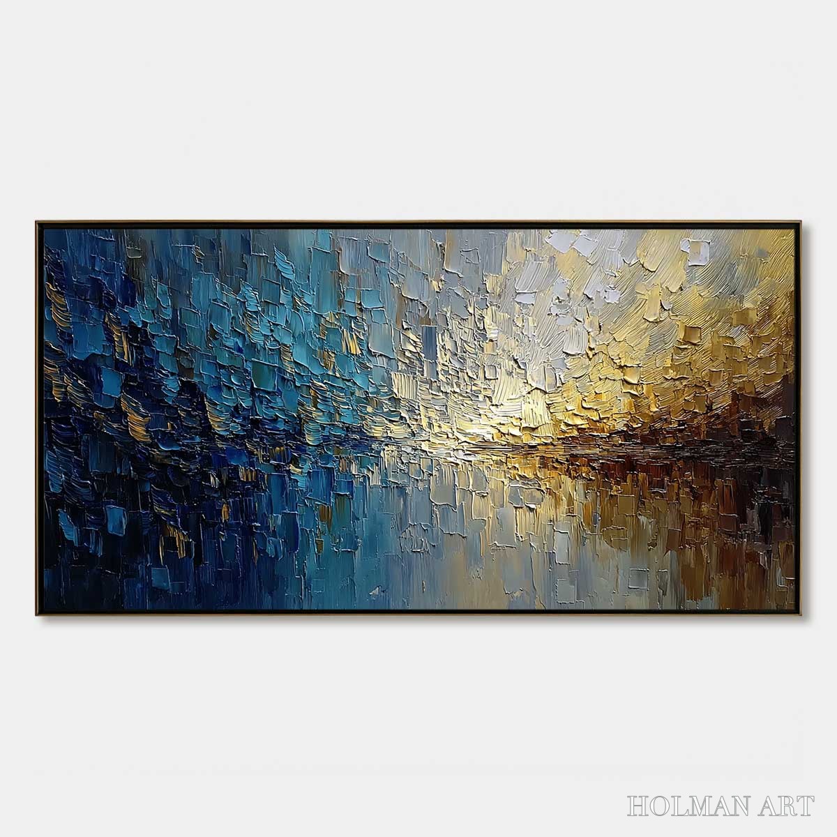 HOLMAN ART Harbor Dawn – Heavy Texture Abstract Cityscape Oil Painting - image 1