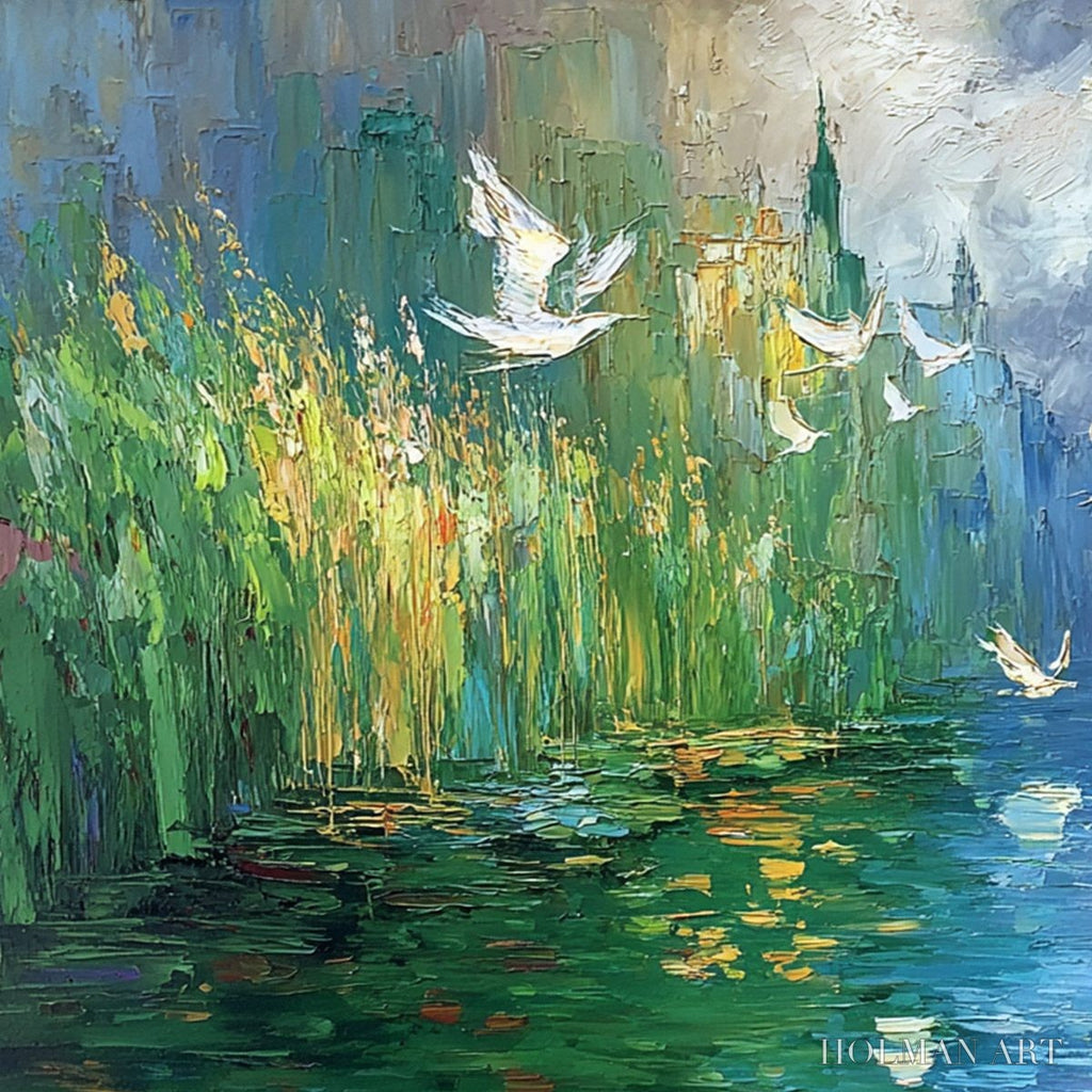 HOLMAN ART Urban Exodus – Colorful Abstract Cityscape Painting with Palette Knife Texture - image 3
