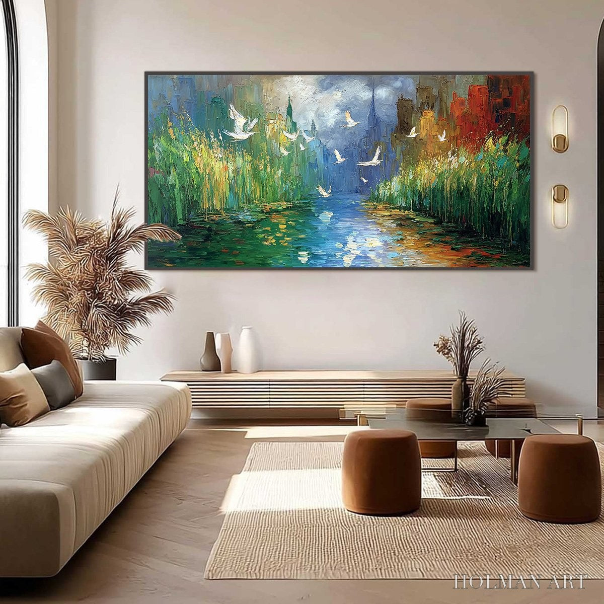 HOLMAN ART Urban Exodus – Colorful Abstract Cityscape Painting with Palette Knife Texture - image 6