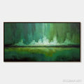 HOLMAN ART Emerald Horizon – Abstract Green Textured Cityscape Oil Painting - image 1