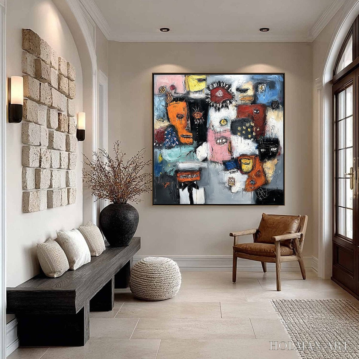 HOLMAN ART Static – Expressive Neo-Expressionist Abstract Faces Painting - image 6