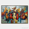 HOLMAN ART Urban Serenade – Vibrant Palette Knife Painting of Musicians in Cityscape - image 1