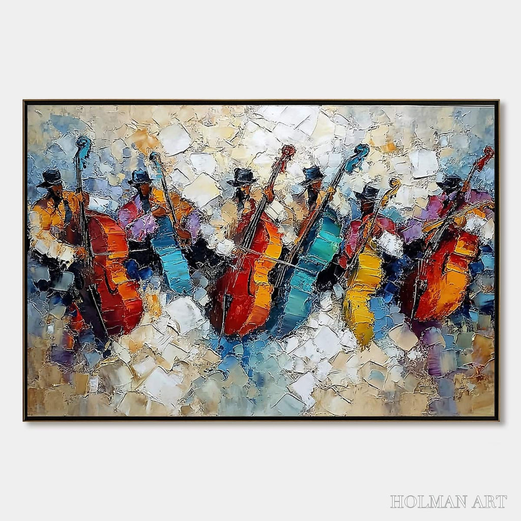 HOLMAN ART Jazzmen'S Jam – Textured Impasto Painting of Musicians - image 1