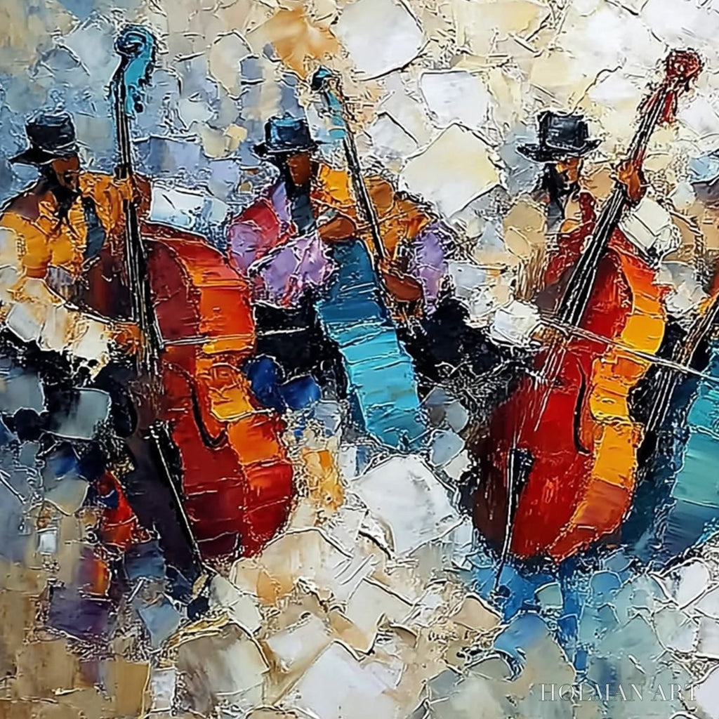 HOLMAN ART Jazzmen'S Jam – Textured Impasto Painting of Musicians - image 3