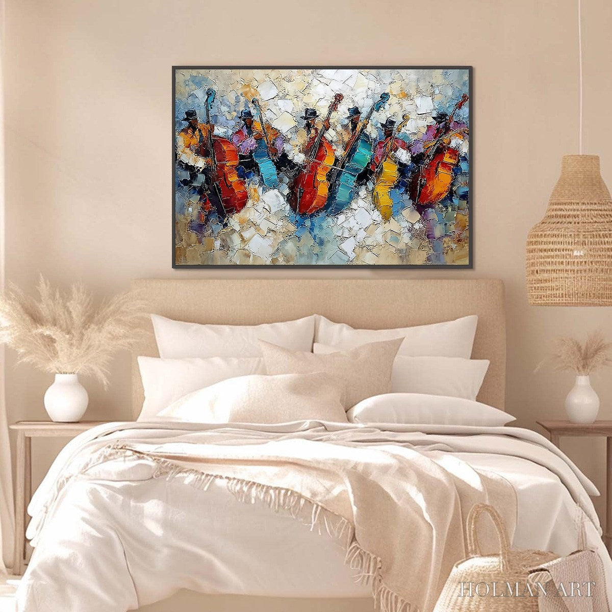 HOLMAN ART Jazzmen'S Jam – Textured Impasto Painting of Musicians - image 4