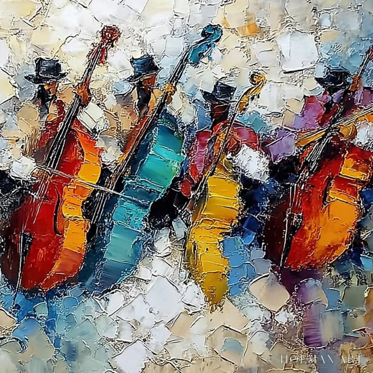 HOLMAN ART Jazzmen'S Jam – Textured Impasto Painting of Musicians - image 5