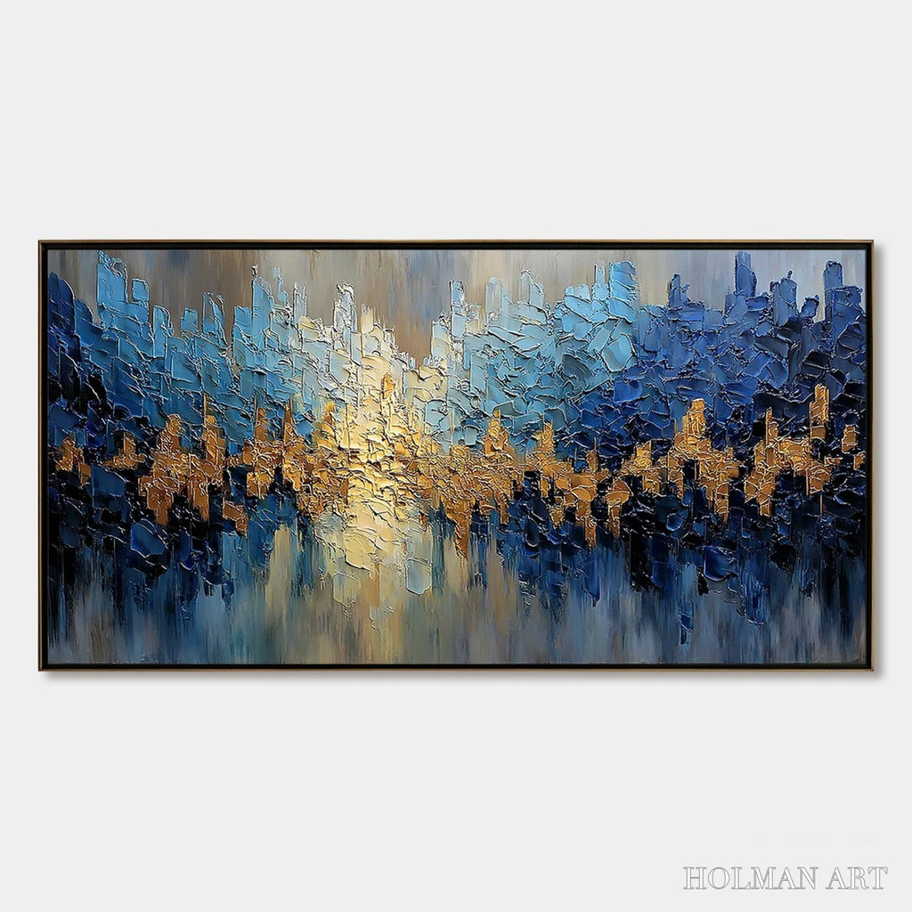 HOLMAN ART Golden Horizon – Textured Abstract Cityscape Palette Knife Art - image 1