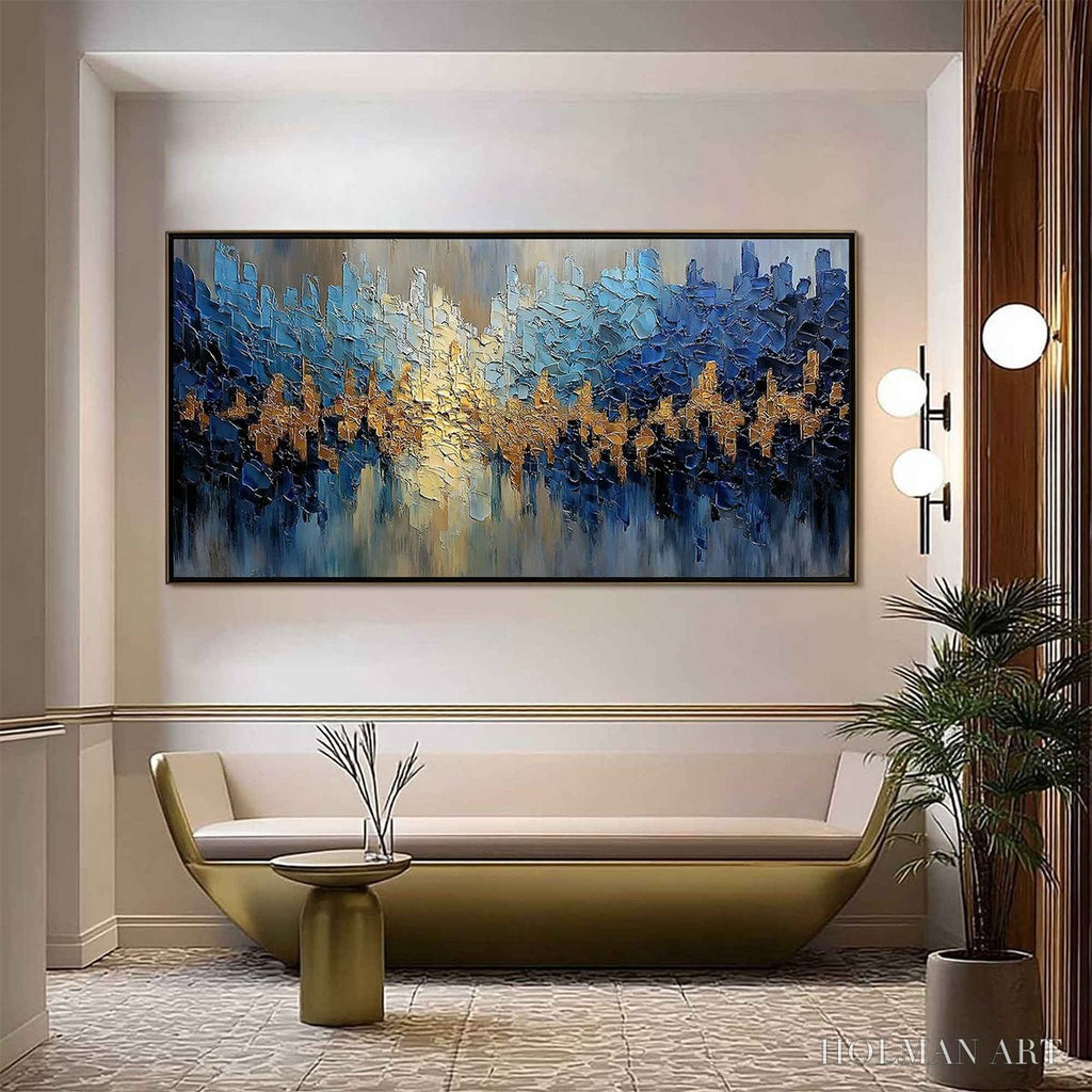 HOLMAN ART Golden Horizon – Textured Abstract Cityscape Palette Knife Art - image 2