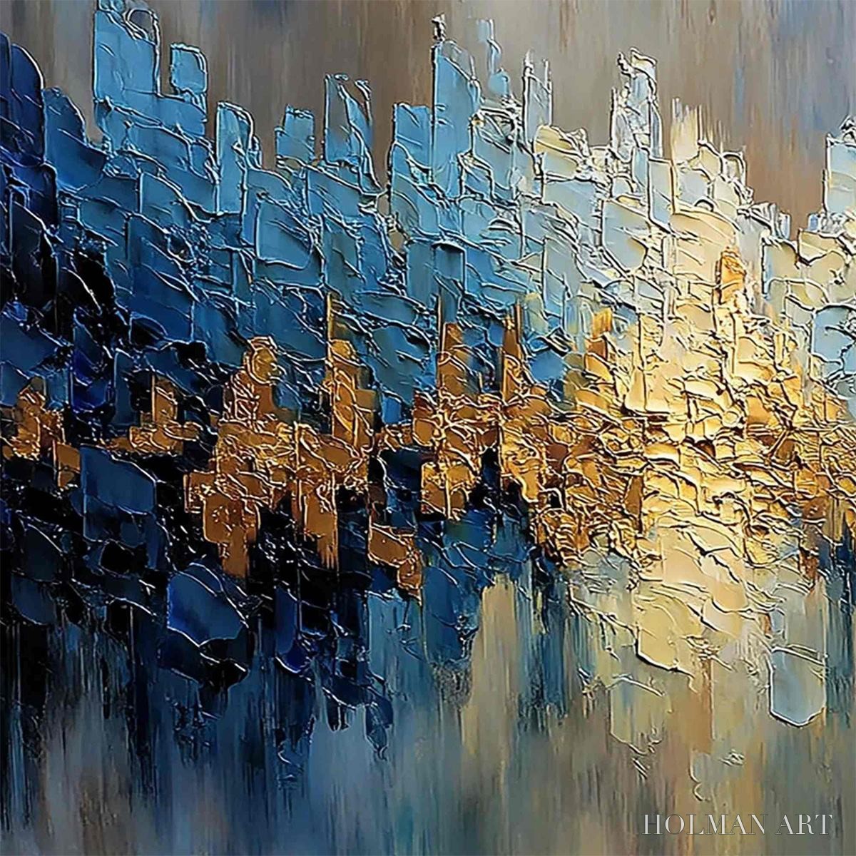 HOLMAN ART Golden Horizon – Textured Abstract Cityscape Palette Knife Art - image 5