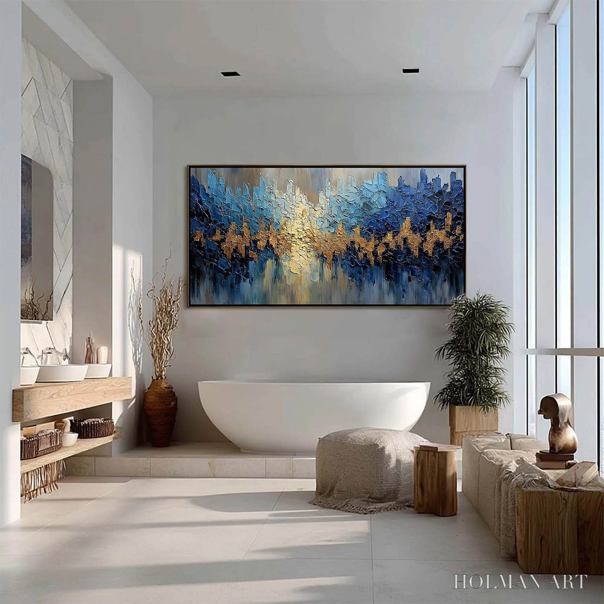 HOLMAN ART Golden Horizon – Textured Abstract Cityscape Palette Knife Art - image 6