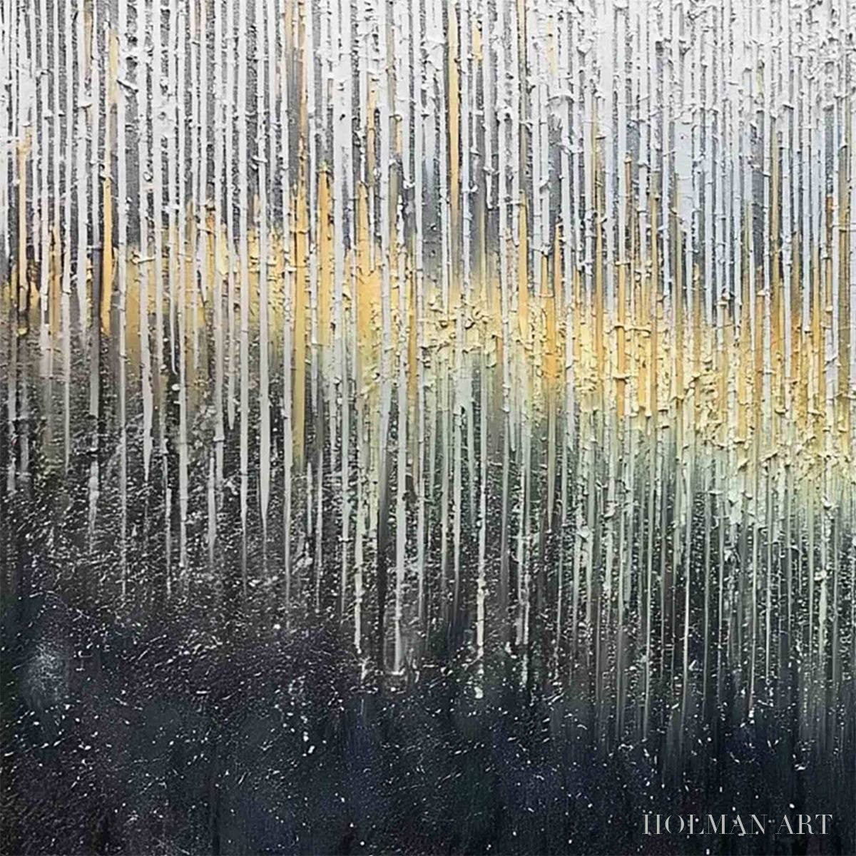 HOLMAN ART Metallic Cascade – Large Textured Abstract Gold and Silver Horizontal Painting - image 3