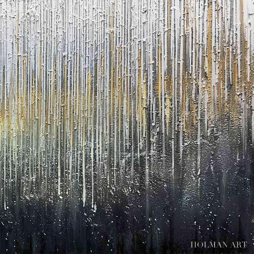 HOLMAN ART Metallic Cascade – Large Textured Abstract Gold and Silver Horizontal Painting - image 5