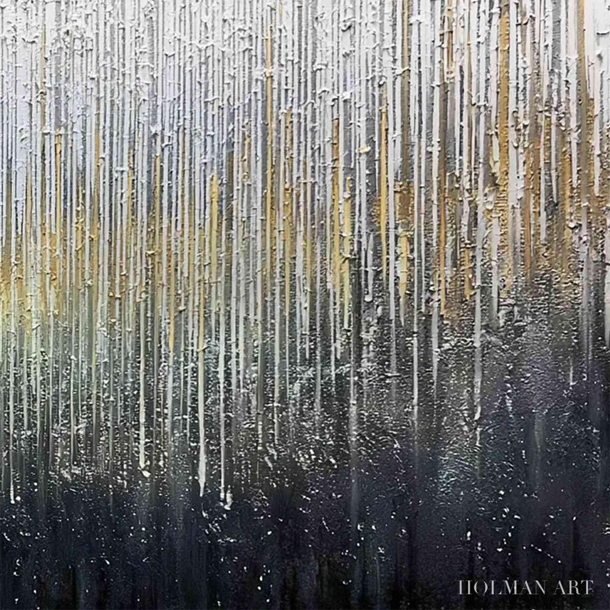 HOLMAN ART Metallic Cascade – Large Textured Abstract Gold and Silver Horizontal Painting - image 5