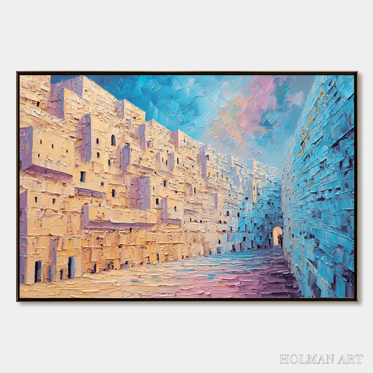 HOLMAN ART Aegean Passage – Heavily Textured Palette Knife Cityscape - image 1