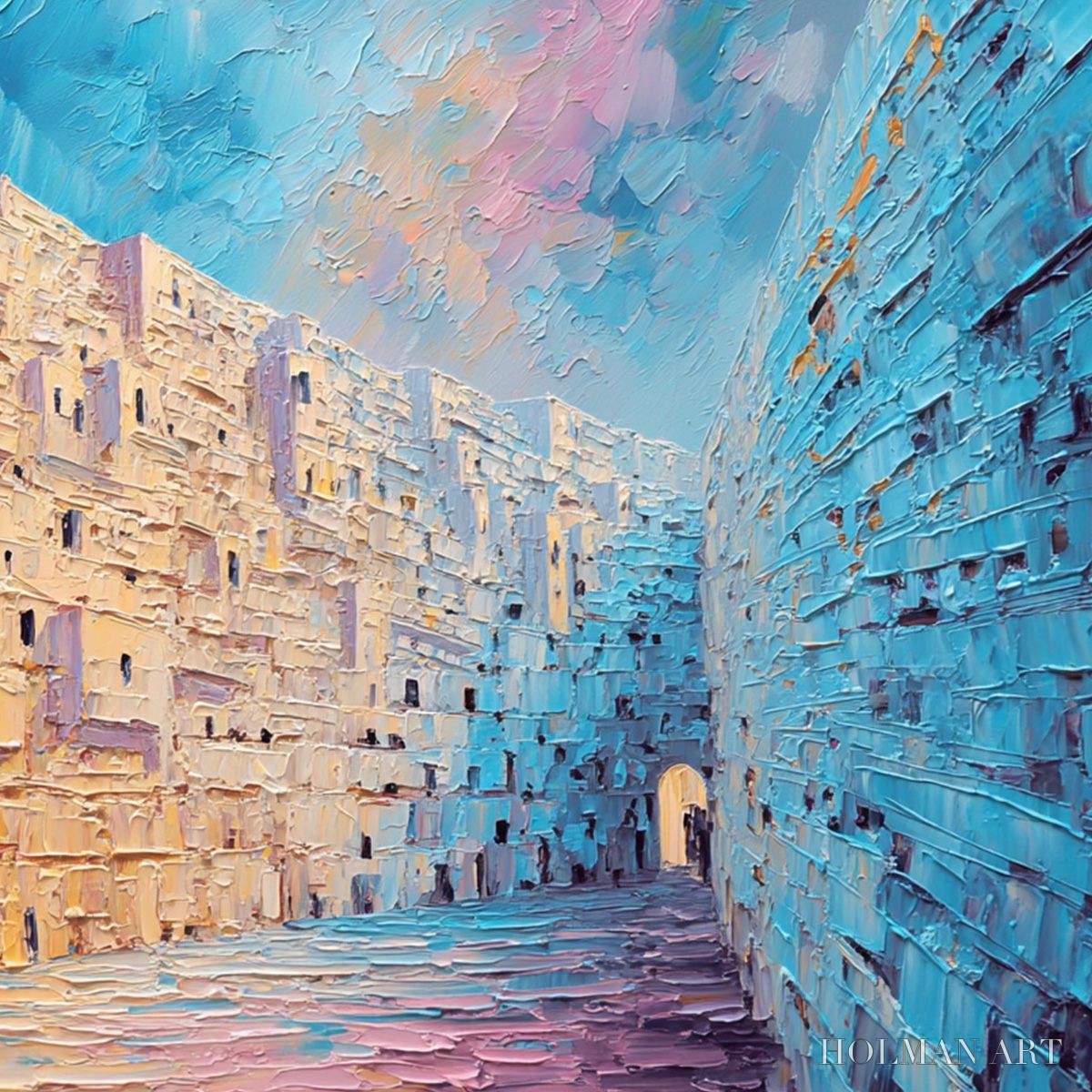 HOLMAN ART Aegean Passage – Heavily Textured Palette Knife Cityscape - image 3