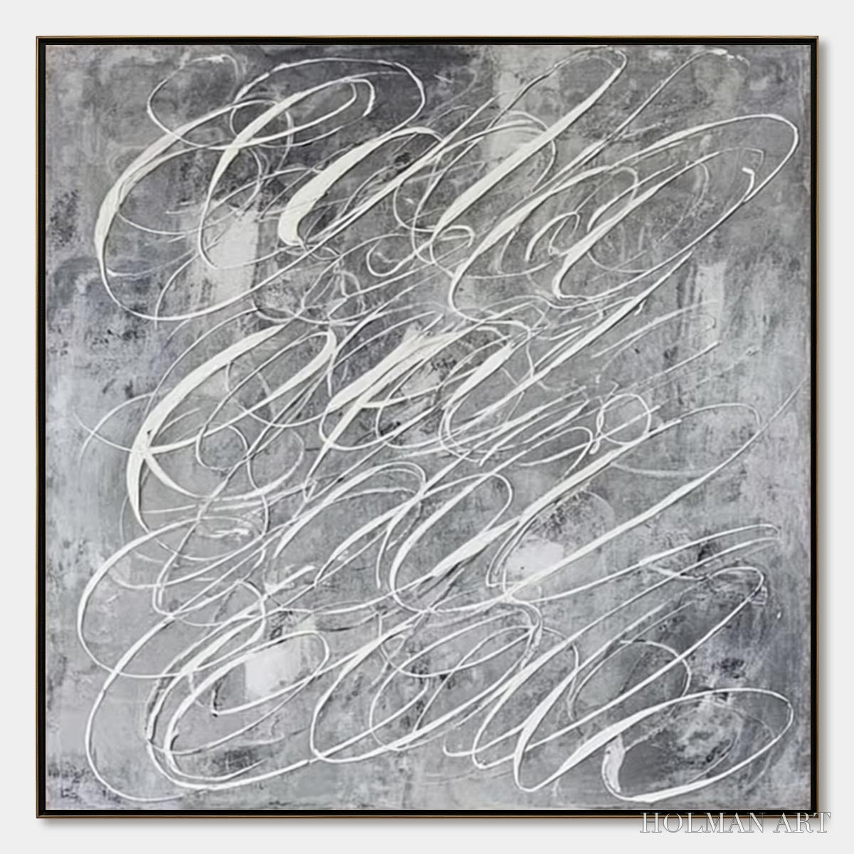 HOLMAN ART Urban Calligraphy – Textured Monochrome Abstract Calligraphy Painting - image 1
