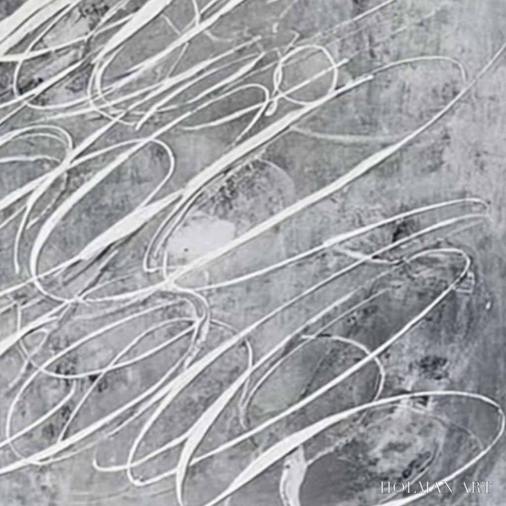 HOLMAN ART Urban Calligraphy – Textured Monochrome Abstract Calligraphy Painting - image 3