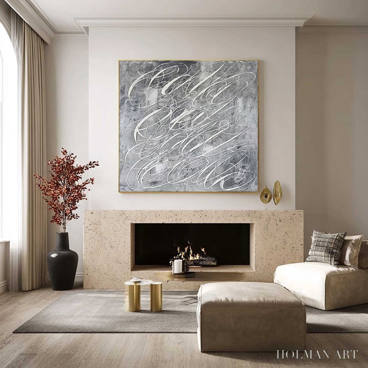 HOLMAN ART Urban Calligraphy – Textured Monochrome Abstract Calligraphy Painting - image 6