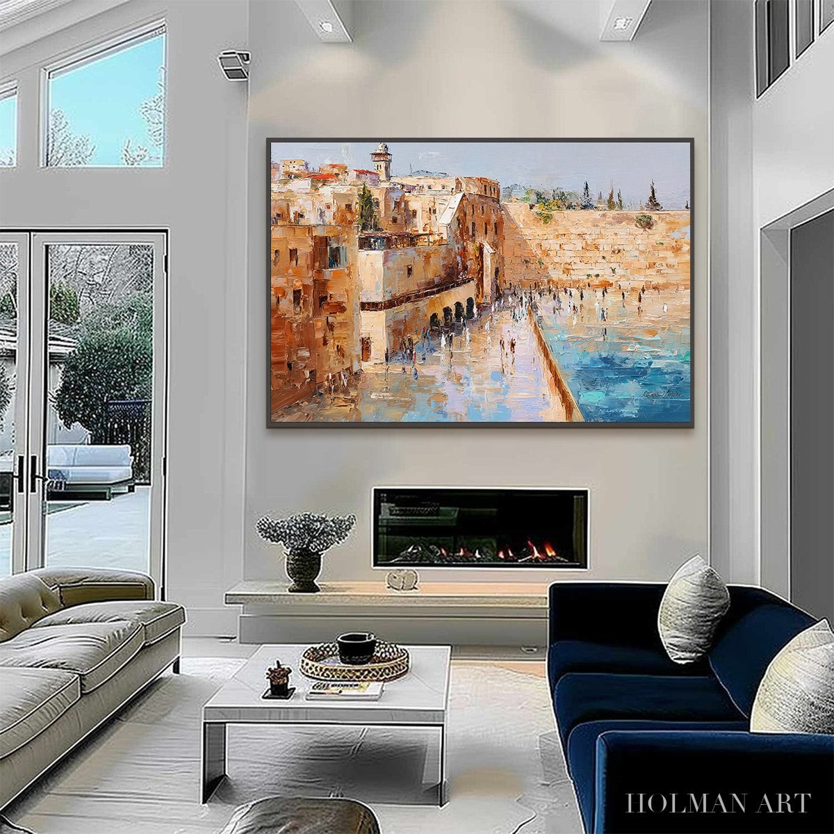 HOLMAN ART Prayers in Ochre – Textured Palette Knife Jerusalem Cityscape Painting - image 4