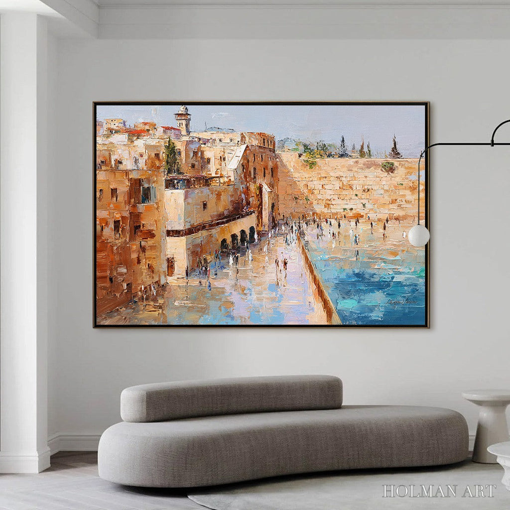 HOLMAN ART Prayers in Ochre – Textured Palette Knife Jerusalem Cityscape Painting - image 6