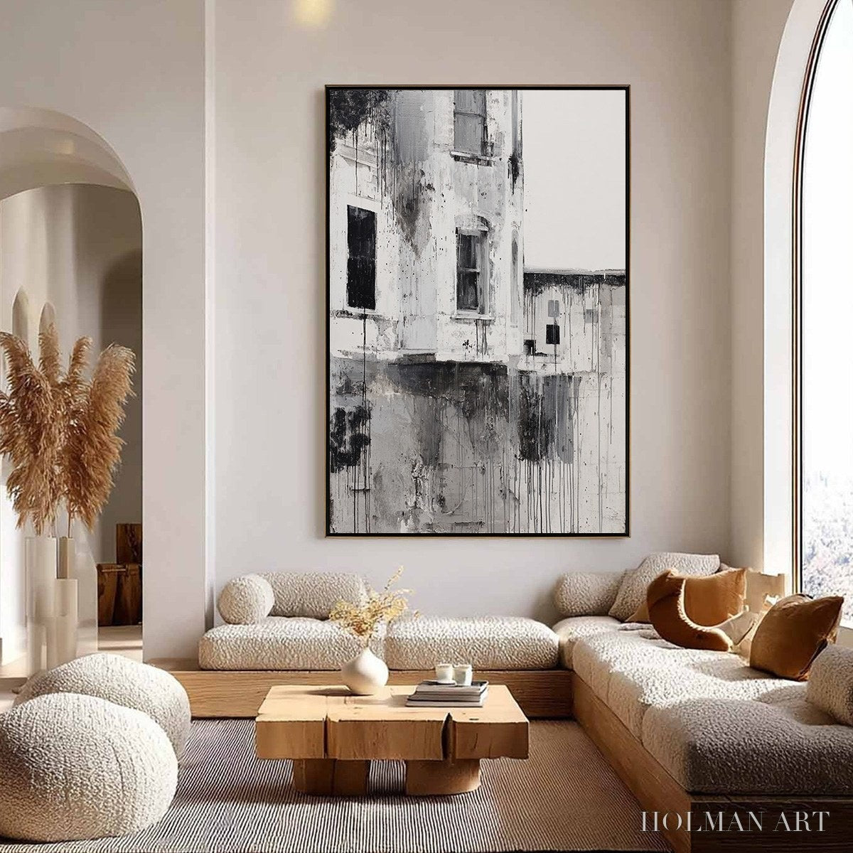 HOLMAN ART Fading Facade – Monochromatic Abstract Architecture Painting - image 2