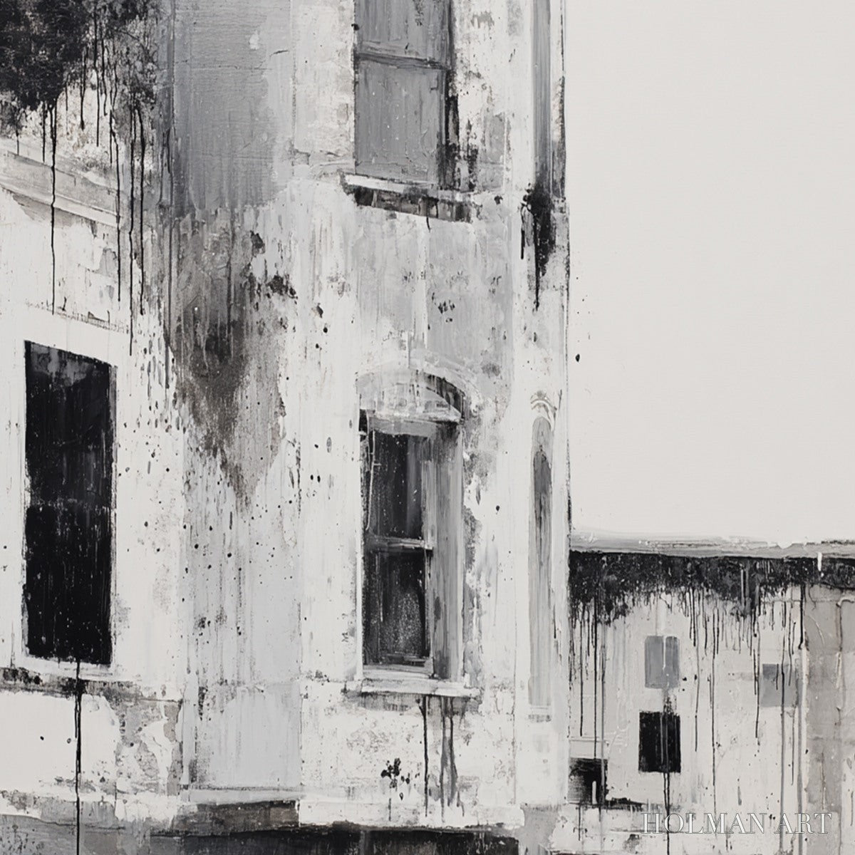 HOLMAN ART Fading Facade – Monochromatic Abstract Architecture Painting - image 3