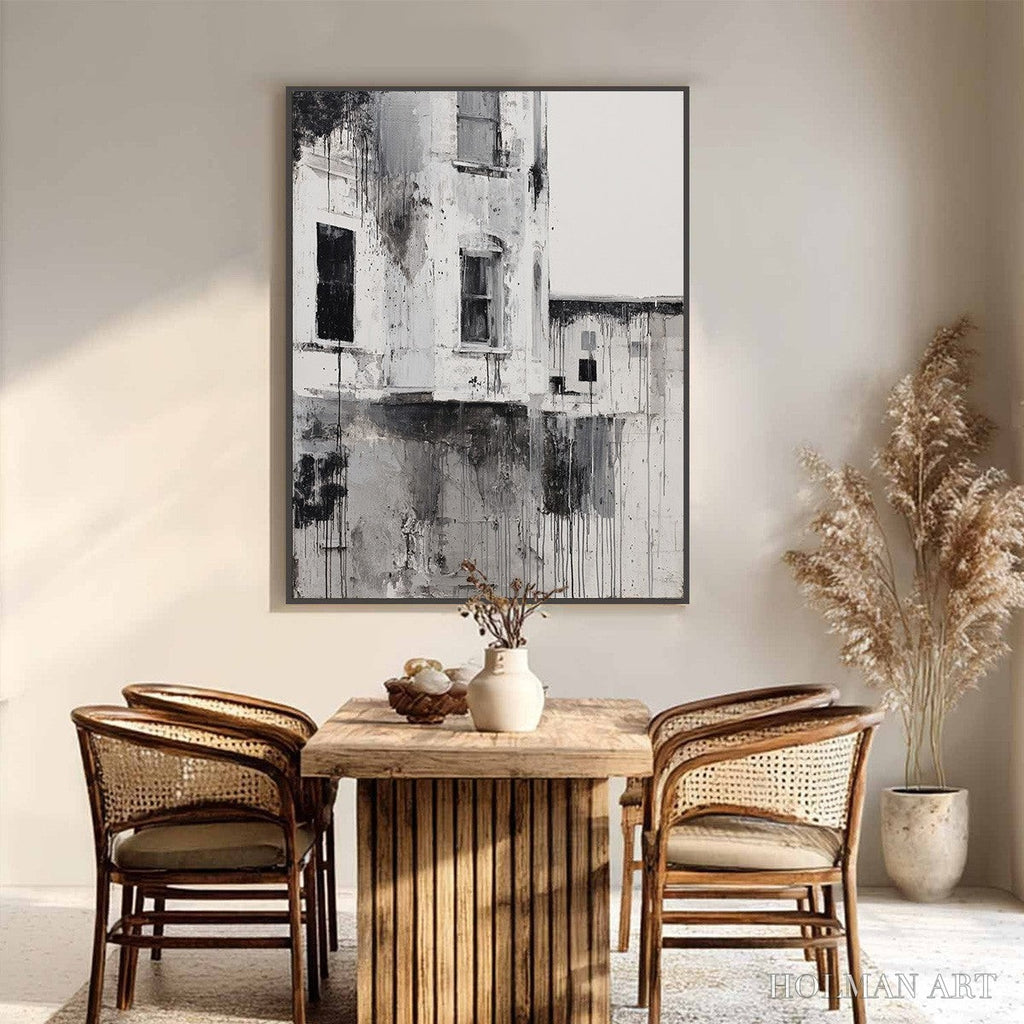 HOLMAN ART Fading Facade – Monochromatic Abstract Architecture Painting - image 4