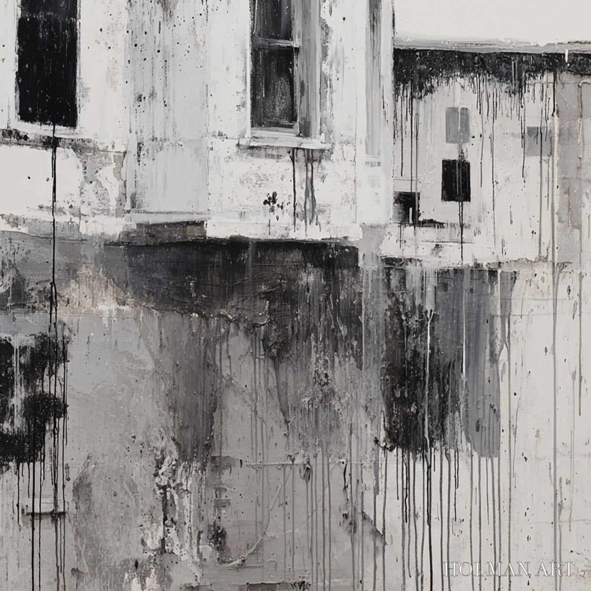 HOLMAN ART Fading Facade – Monochromatic Abstract Architecture Painting - image 5