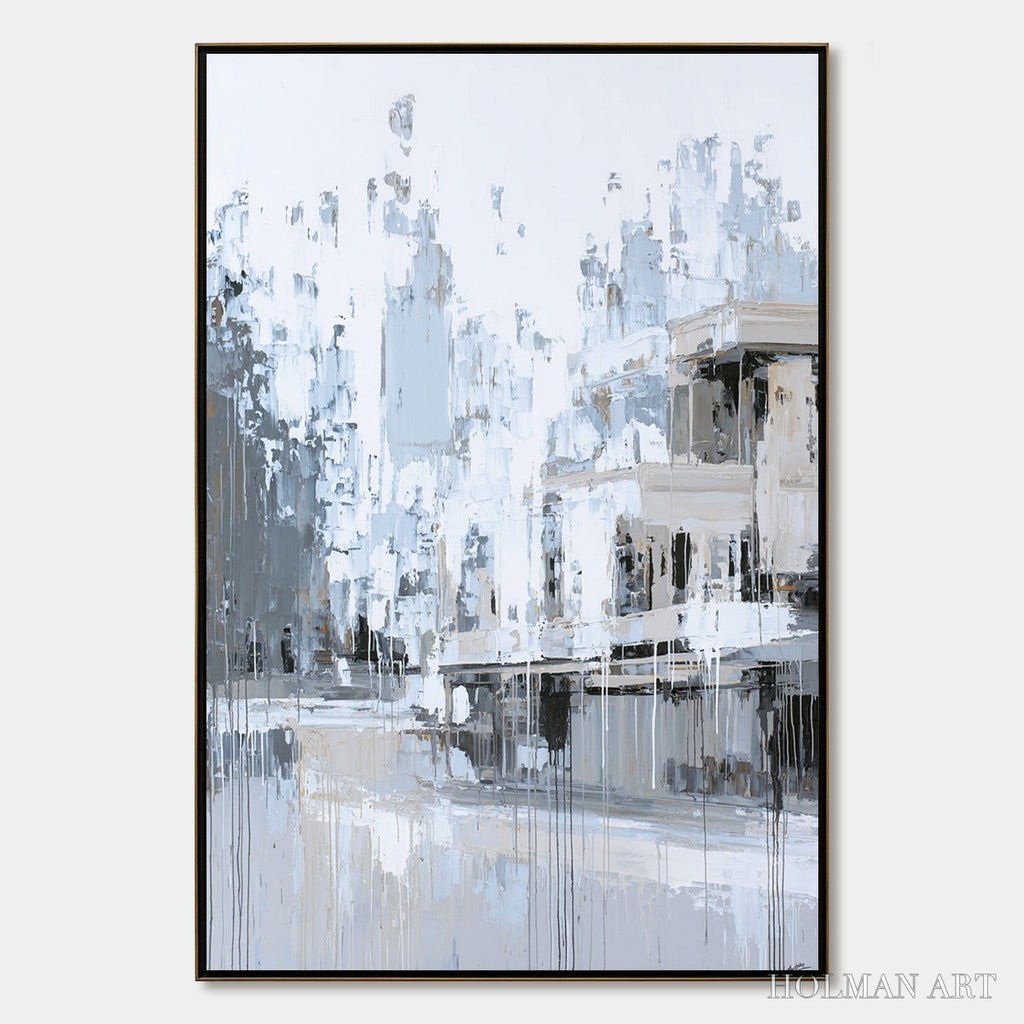 HOLMAN ART Urban Echo – Abstract Minimalist Cityscape Painting - image 1