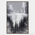 HOLMAN ART Concrete Cascade – Textured Black and White Abstract Cityscape - image 1