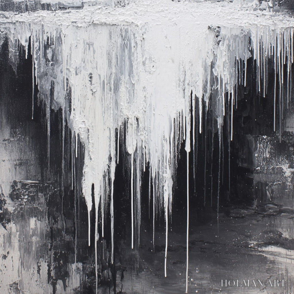 HOLMAN ART Concrete Cascade – Textured Black and White Abstract Cityscape - image 5