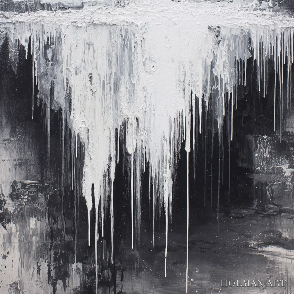 HOLMAN ART Concrete Cascade – Textured Black and White Abstract Cityscape - image 5