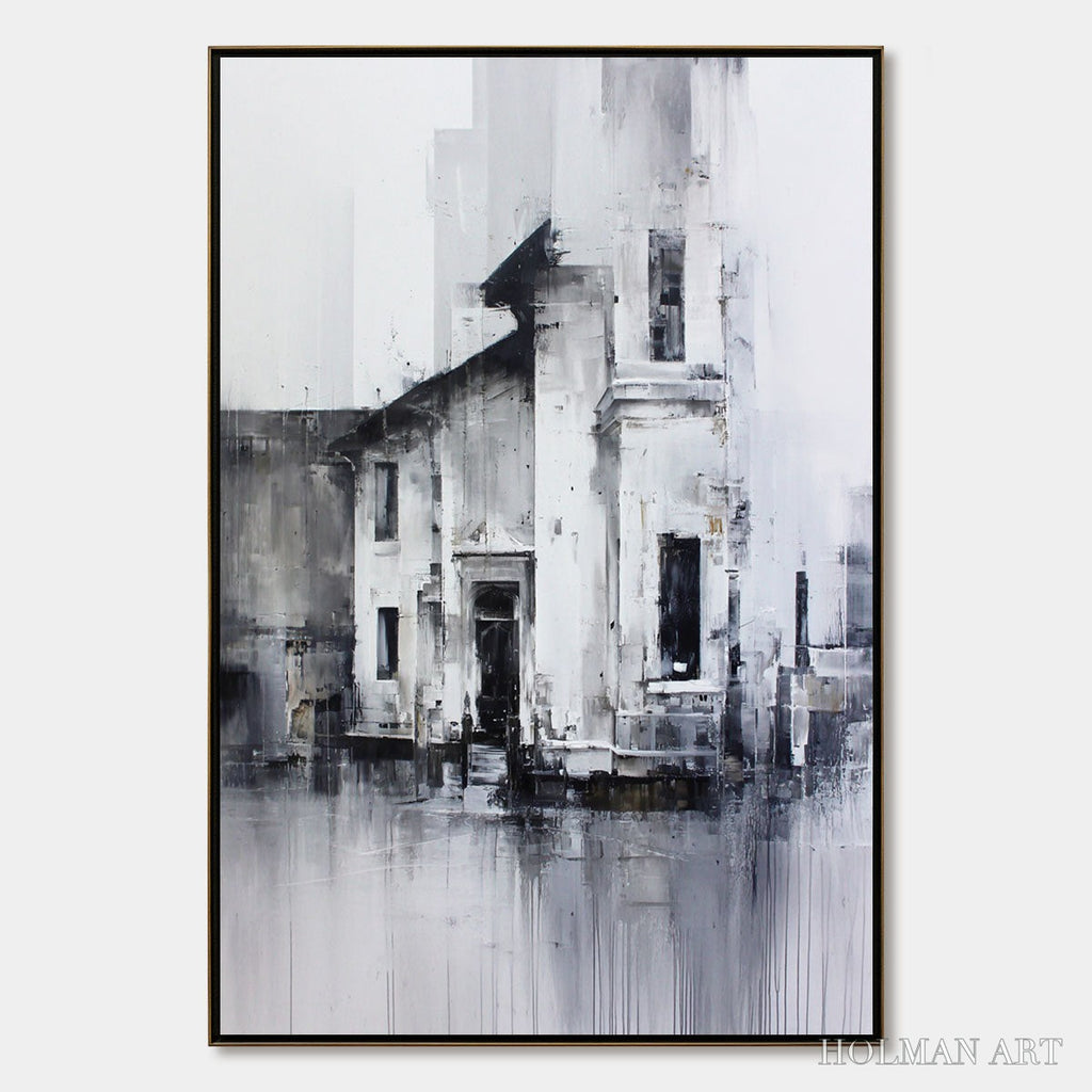 HOLMAN ART Architectural Echo – Monochrome Abstract Cityscape Painting - image 1