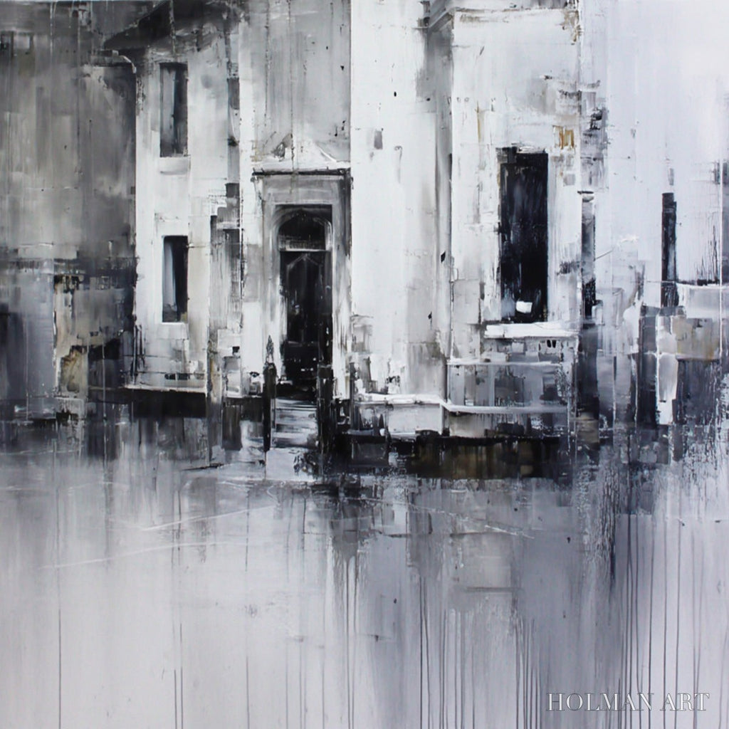HOLMAN ART Architectural Echo – Monochrome Abstract Cityscape Painting - image 3