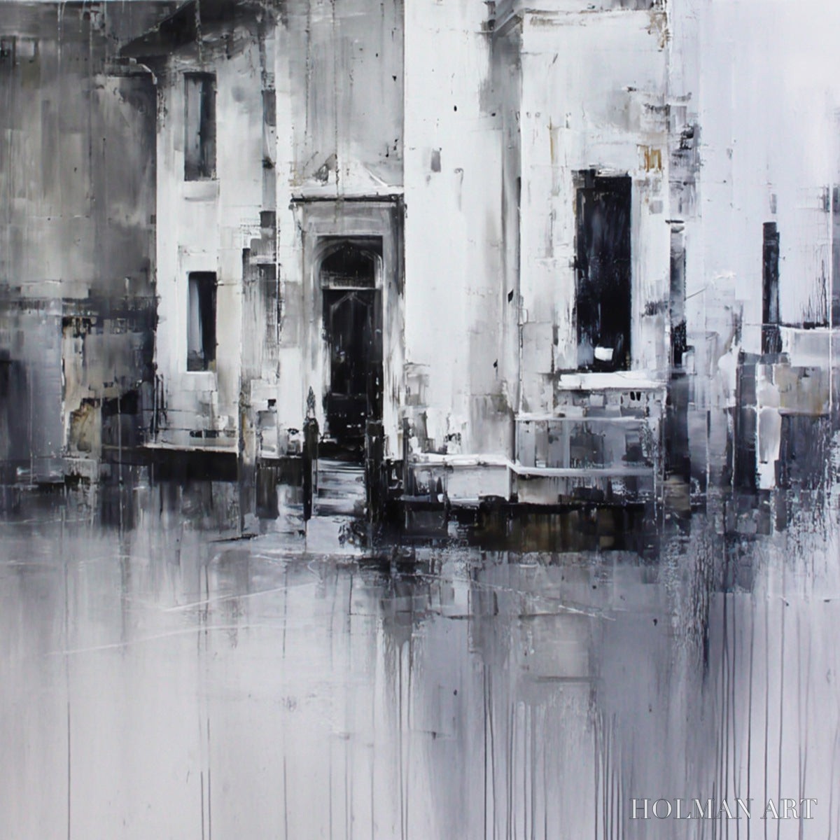 HOLMAN ART Architectural Echo – Monochrome Abstract Cityscape Painting - image 3