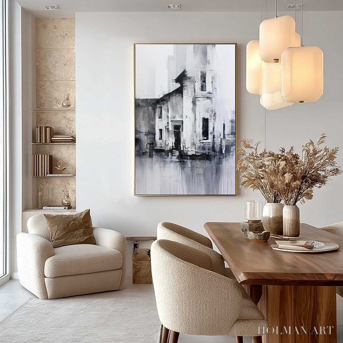 HOLMAN ART Architectural Echo – Monochrome Abstract Cityscape Painting - image 4