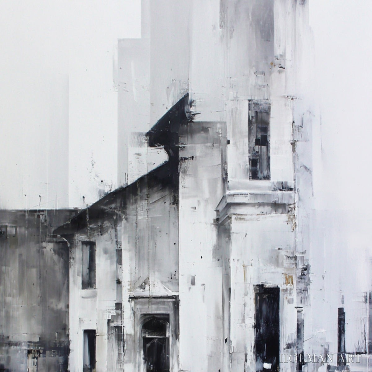 HOLMAN ART Architectural Echo – Monochrome Abstract Cityscape Painting - image 5