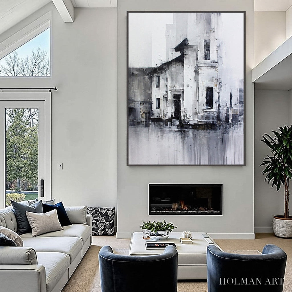 HOLMAN ART Architectural Echo – Monochrome Abstract Cityscape Painting - image 6