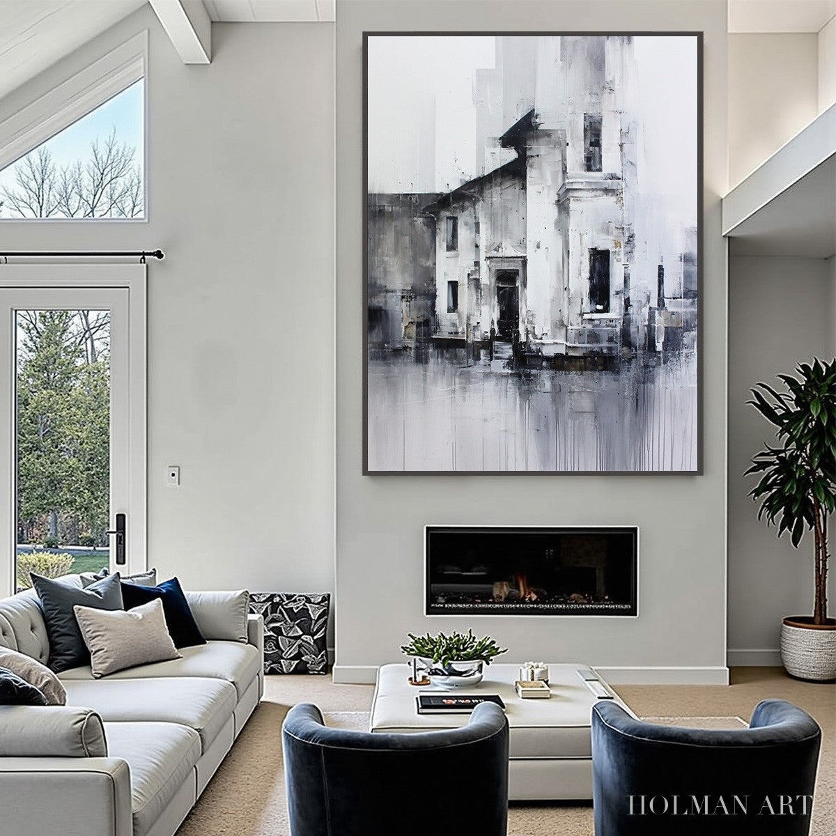 HOLMAN ART Architectural Echo – Monochrome Abstract Cityscape Painting - image 6